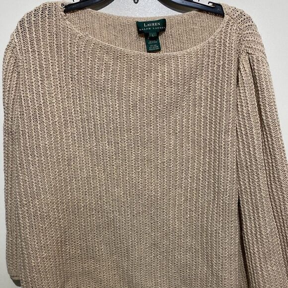 Lauren Ralph Lauren Women's Tan Knitted Pullover Long Sleeve Sweater Large - Picture 1 of 8